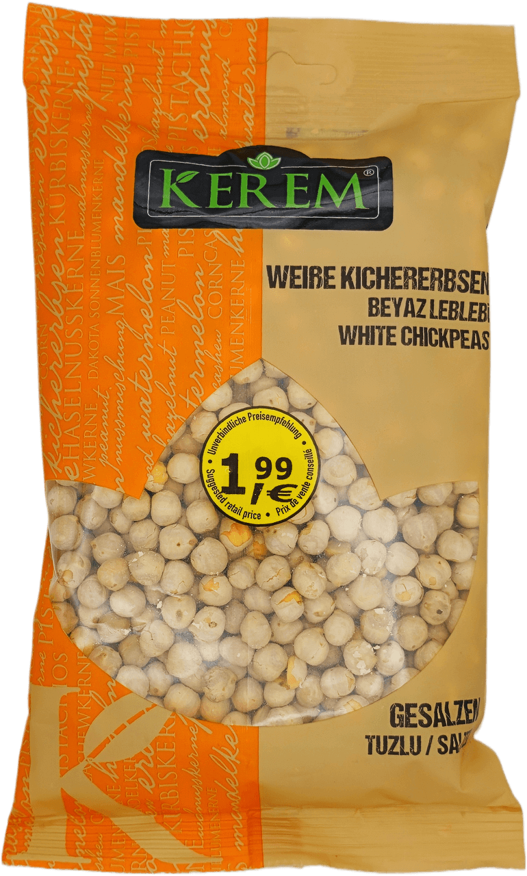 Geröstete und gesalzene weiße Kichererbsen