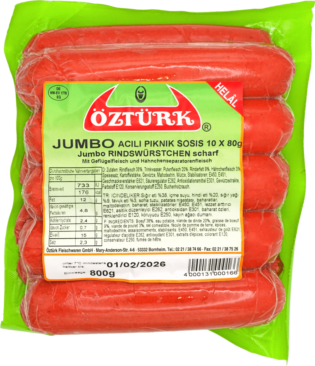Jumbo Rindswürstchen scharf